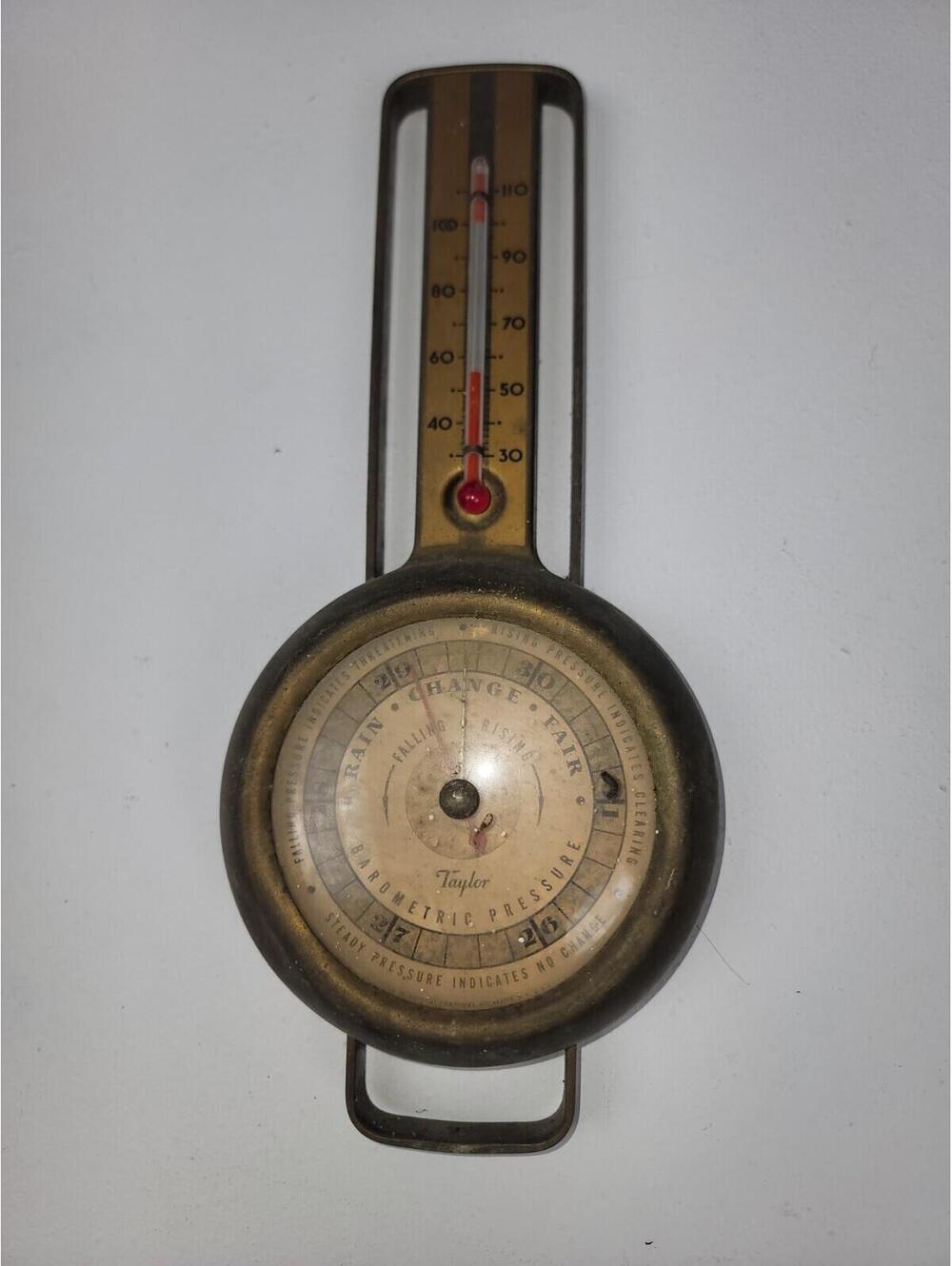 Vintage Taylor Barometer Brass - Adjustable Altitude Setting
